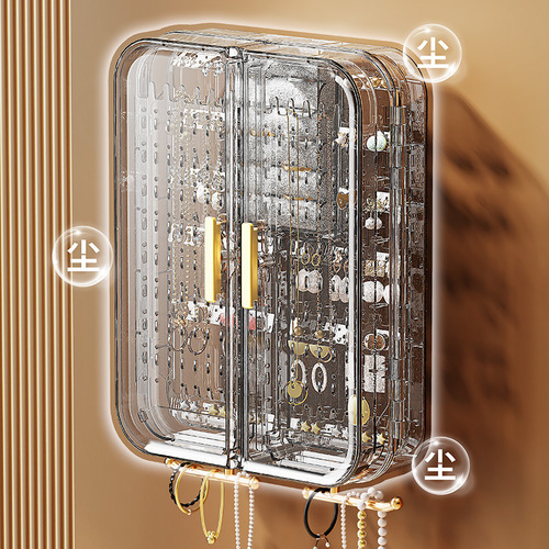 Bedroom wall-mounted earring necklace storage rack plastic transparent jewelry display rack high-end home jewelry storage box