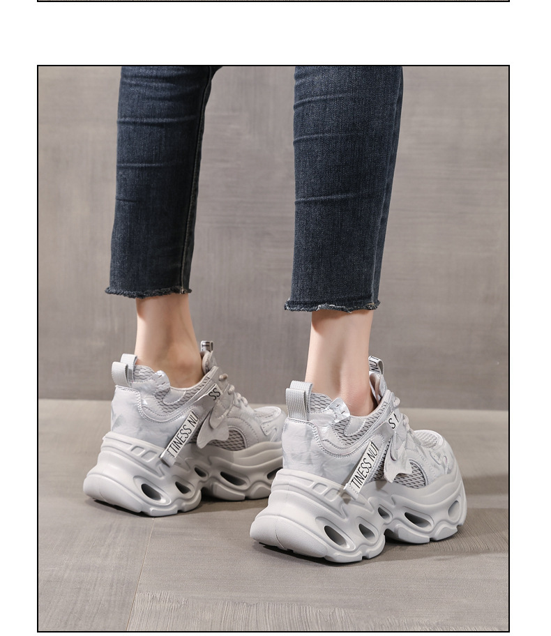 Giày sneaker nữ đế dày chunky lưới thoáng khí, tăng chiều cao 10.5 cm — màu trắng chi tiết 13