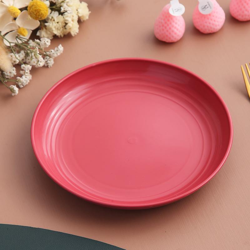 小麦わらプレート 家庭用食器 高級感プラスチックフルーツプレート 大型丸皿 サラダ・デザート・スナックプレート|undefined