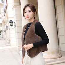 新款水貂毛金貂绒皮草马甲女士秋冬短款背心坎肩外套皮毛一体反季
