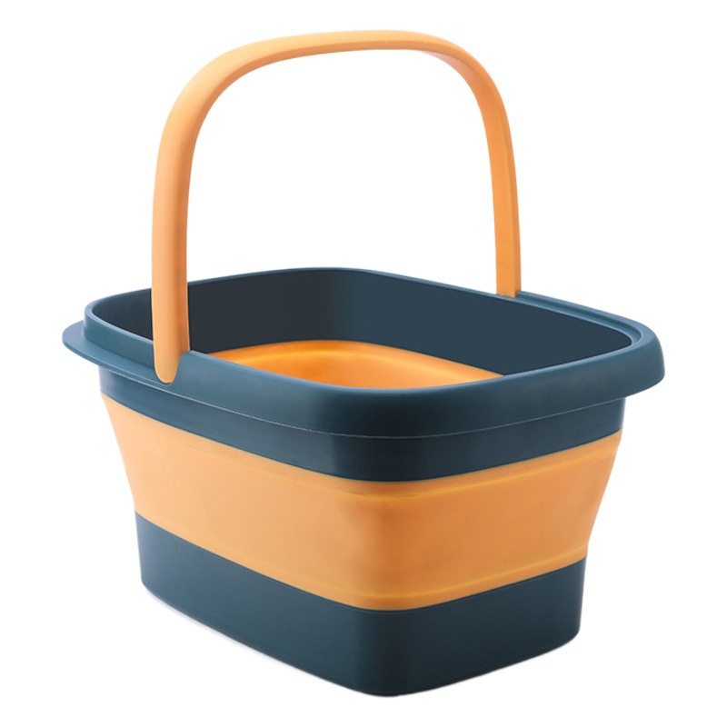 Pequeña cantidad de impreso logotipo personalizado de almacenamiento de coche estudiante pie cuenca cuadrado plegable Mango De pie Cubo de baño de pies bañera