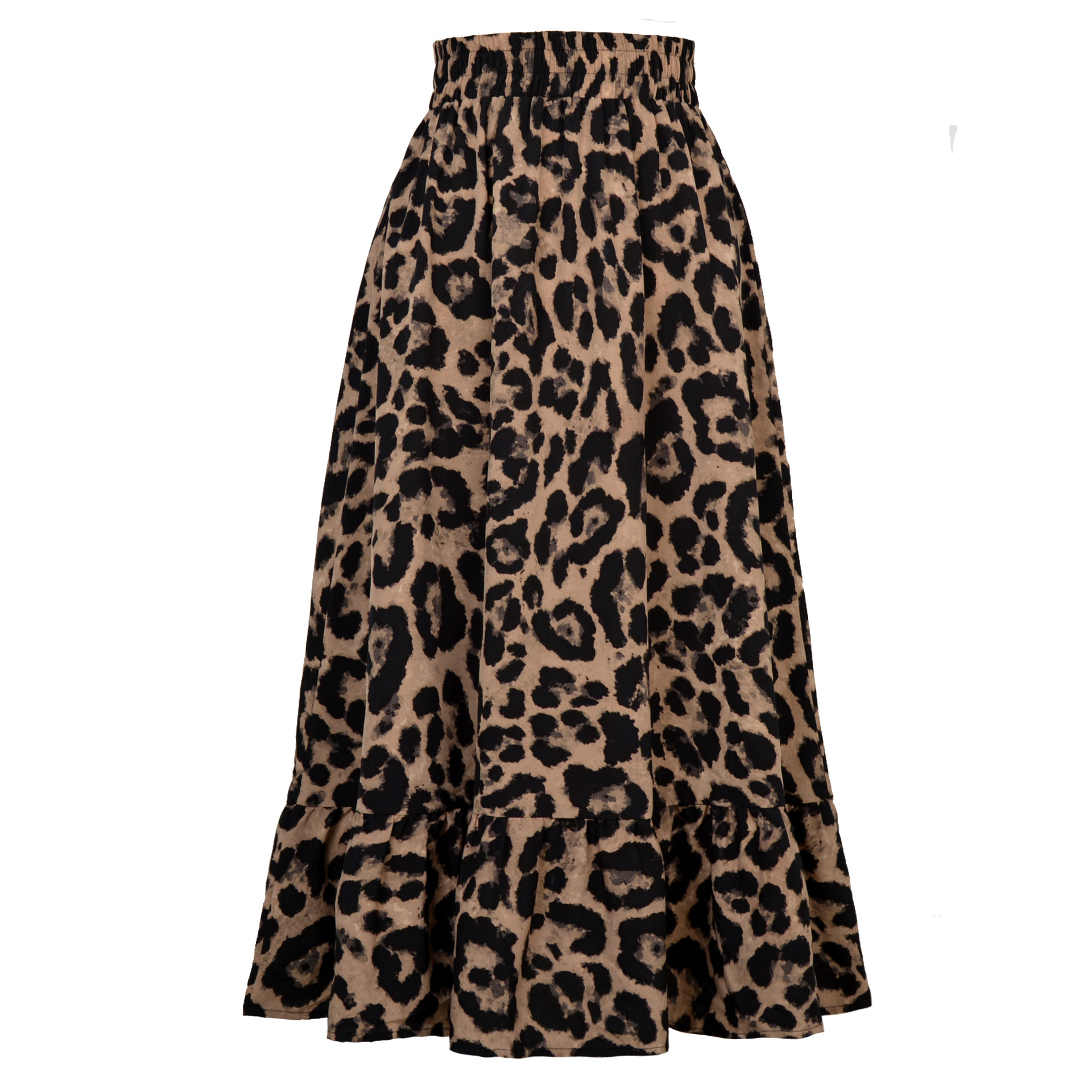 Leopard Print High Waist Loose Swing Skirt in Skirts