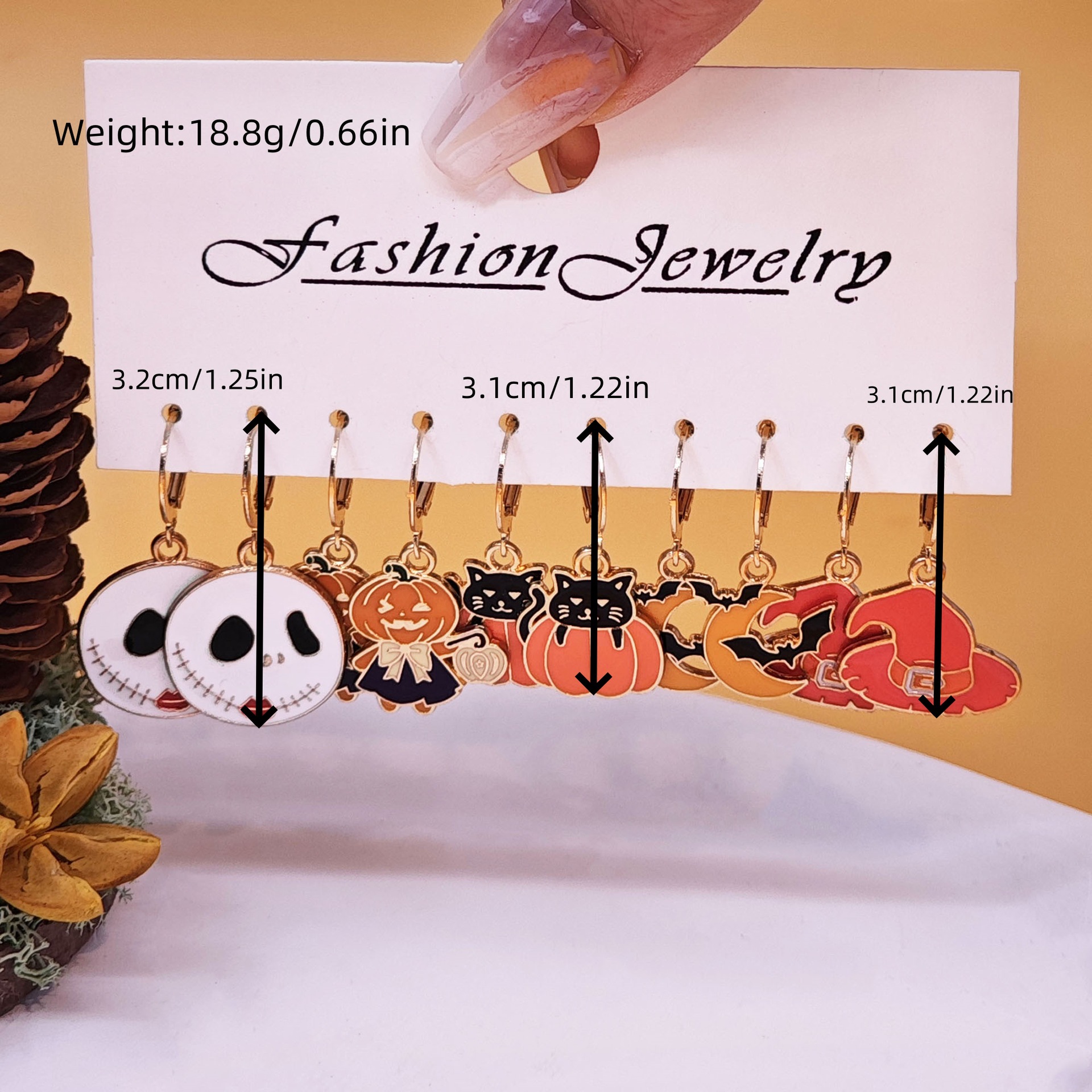 20g Weight Alloy Ear Needle Material Drop Earrings Classification 1 Set Quantity Holiday, Daily Occasion Alloy Material Halloween Festival Pumpkin, Cat, Ghost Pattern Women's Gender Cartoon Style Style Enamel Craft Cartoon Style Pumpkin Cat Ghost Alloy Enamel Earring Sets For Women's Holiday Daily 1