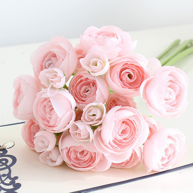 6 pcs flejes artificiales pequeños capullos de té de camelia flor artificial que sostiene la flor artificial ramo de flores decoración flor decorativa boda de la boda