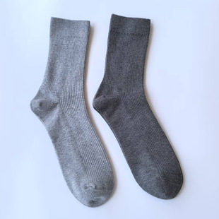 Seamless Double-Needle Men's Mid-Calf Socks Business Solid Color Basic Gray Socks Foreign Trade