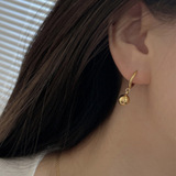 Ретро элегантные серьги из нержавеющей стали, универсальное украшение-шарик, французский ретро стиль, золото 750 пробы