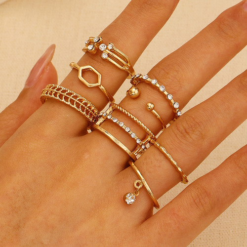 22-Piece European and American Open-Style Multi-Joint Ring Set | Heart-Shaped Rings for Women | Unique, Niche, Retro Designs