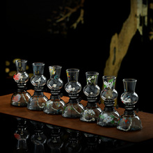 新中式玻璃油灯摆件复古创意家居装饰品十二生肖图案茶桌桌面小夜