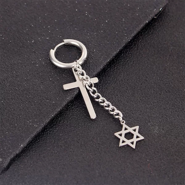 Korean style fashion punk Cross star array titanium steel men's ear ring ear studs Amazon cross-border ear jewelry wholesale