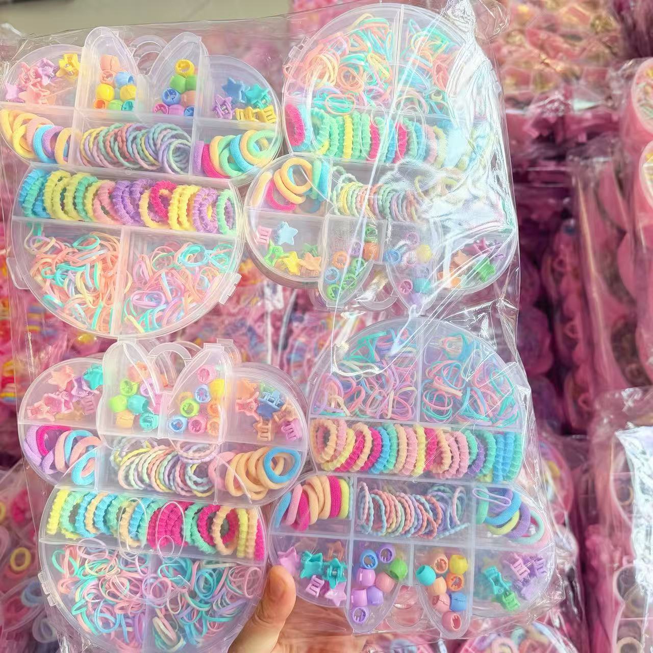 Mini cabeza de princesa en caja, clip de agarre pequeño, clip de flequillo, horquilla rota en la frente, banda elástica para niños, no daña el cabello, anillo del pulgar al por mayor image 94