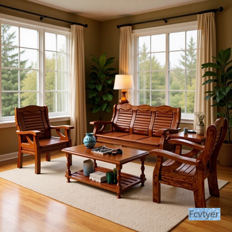 Kailaimei Wooden Sofa Practical and Affordable Office Pure Solid Wood Sofa Economical Simple Minimalist Sofa for Small Households