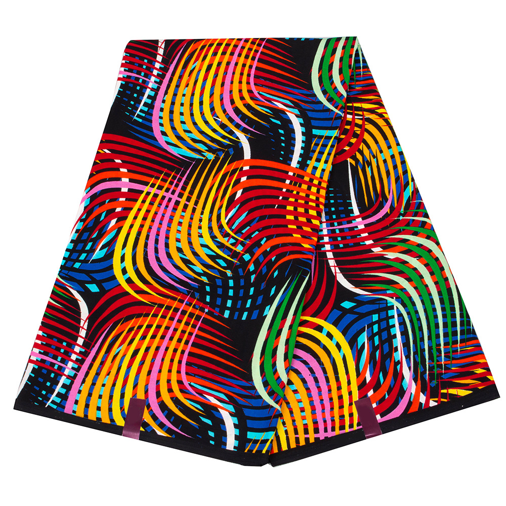 African wax printed cotton fabric with double-sided geometric patterns
