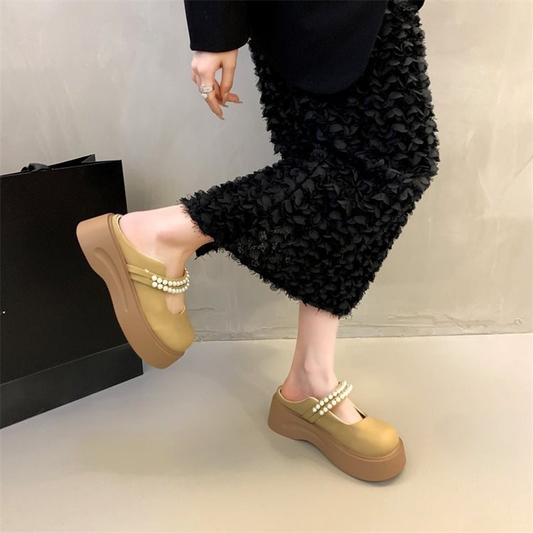 Super calentador de fondo grueso un pedaleo Marizhen cabeza media zapatillas de verano para mujeres 2026 nuevo estilo coreano de verano zapatillas frías image 2