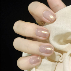 CS-187mini platinum light false nail sheets air soft gel cross-border solid color wearable nail stickers 24 pieces wholesale