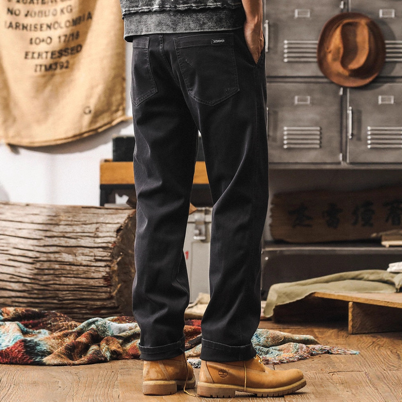 American-Style Heavyweight Double Yarn Stretch Casual Pants for Men, Loose Straight-Leg Spring and Autumn Pants, Trendy Brand Washed Denim Long Pants for Men American-Style Heavyweight Double Yarn Stretch Casual Pants for Men, Loose Straight-Leg Spring and Autumn Pants, Trendy Brand Washed Denim Long Pants for Men