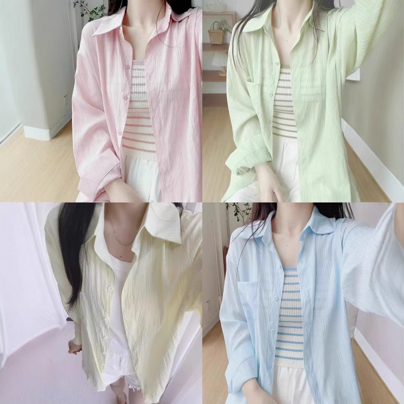 Retro Hong Kong Style Sun Protection Shirt Summer New Women's Jacket Small Summer Thin Ice Silk Sun Protection Clothing Lining Women's Top