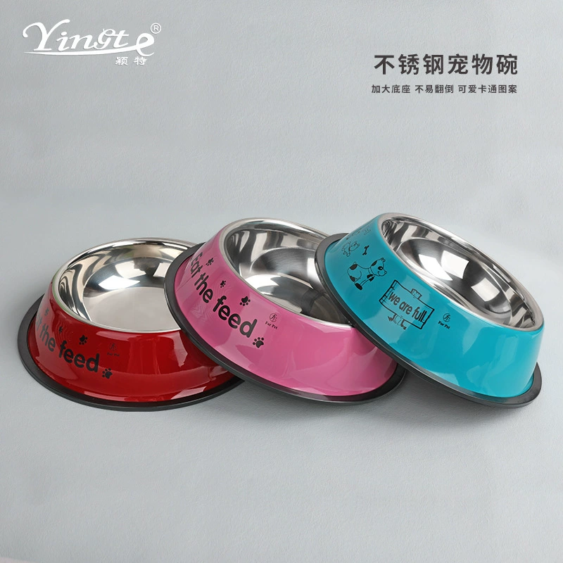 Миска для домашних животных Товары для домашних животных Миска для собак из нержавеющей стали Миска для кошек Бассейн для собачьей еды Мультфильм Многоцветный Многоразмерный бассейн для еды Посуда для еды
