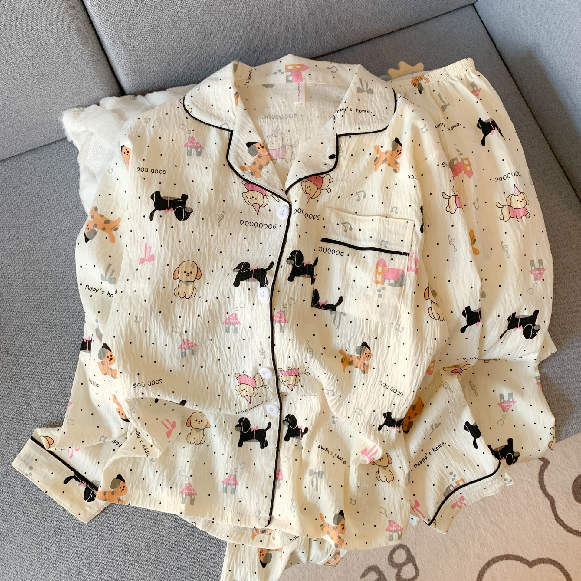 外国貿易クロスボーダー卸売クラウドコットン長袖ズボン 120 グラムパジャマ女性のための Xiaoxin 外で着用できるラペルカーディガンホーム服