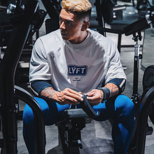 LYFT新款肌肉健身兄弟运动短袖男式棉质宽松T恤夏季圆领棉质跑步