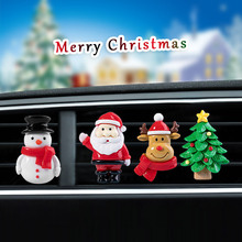 圣诞汽车出风口香水夹麋鹿车载香薰空调香水装饰品圣诞老人摆件