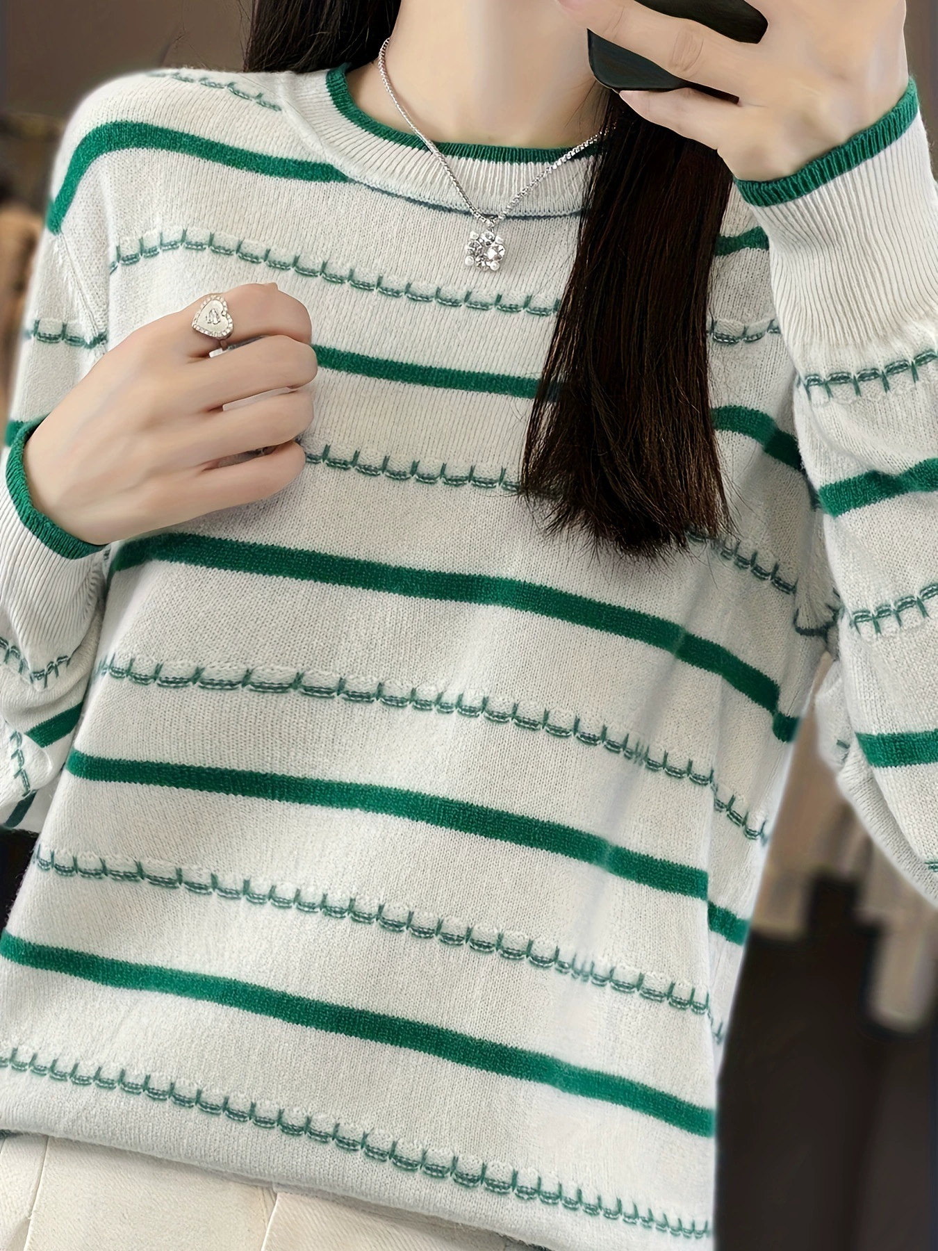 2025 новый женский свитер с круглым вырезом средней длины для дропшиппинга, повседневный