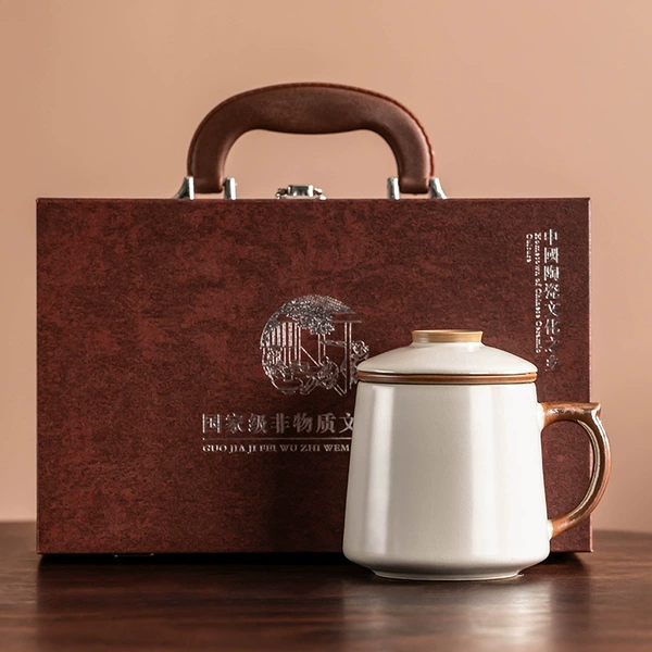 Solid color - Ru Kiln Office Cup (gift box)