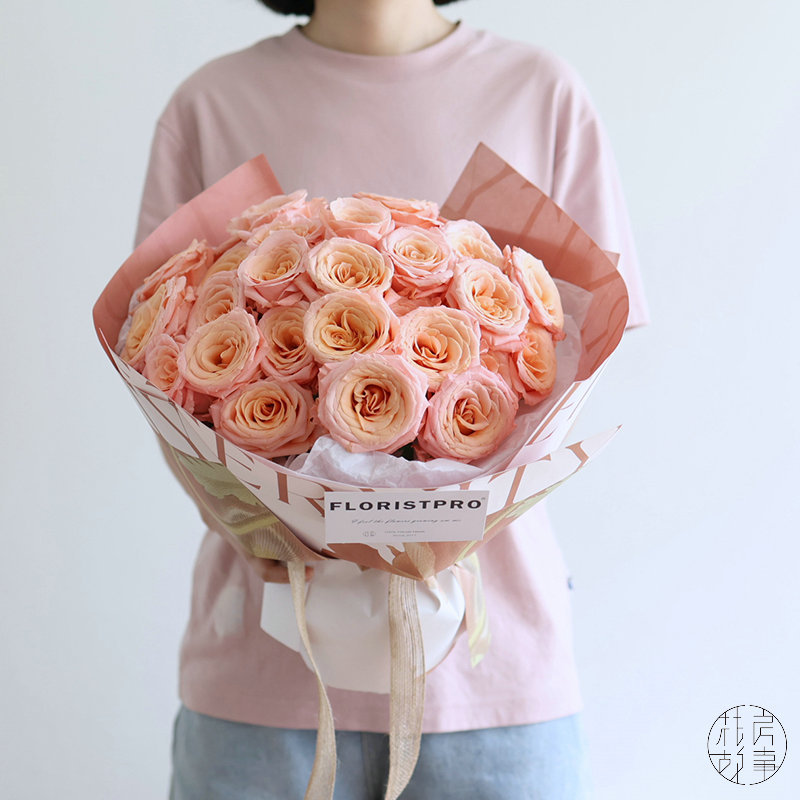 微光莫兰迪色玫瑰花束鲜花速递同城杭州北京上海花店送花母亲节