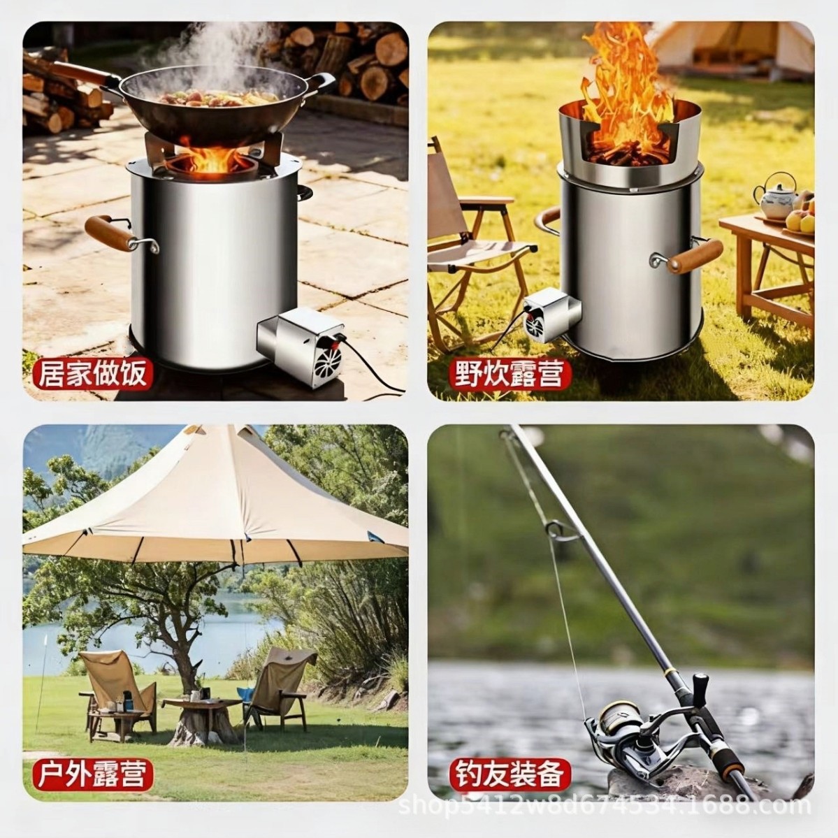 Печь газификационная переносная для кемпинга Outdoor Wood Stove