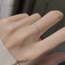 S925纯银闪钻戒指小众高级感食指戒尾戒女轻奢素圈开口戒指设计感