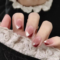 Blush pink minimalist Insta-style detachable nail sticker set, finished product shows white temperament, simple and generous