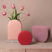 北欧陶瓷花瓶花器莫兰迪色ins风家居软装样板房装饰品摆件批发