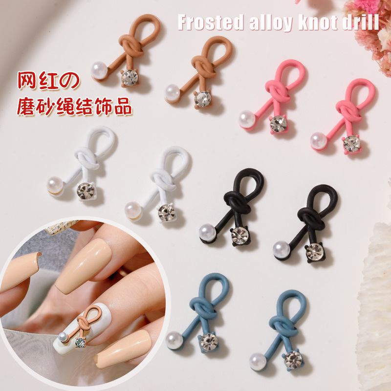 Japanese matte jewelry pearl for manicure with bow