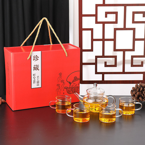 Glass tea set complete gift box wholesale household high-temperature resistant Gongfu teapot and cups with corporate gifts small gifts