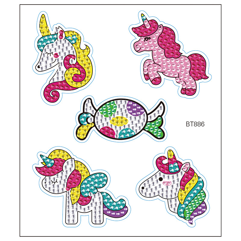 Nuevos pegatinas de taza de agua transfronterizas para niños dibujos de diamantes aleatorios pegatinas hechas a mano diy pegatinas de diamantes unicornios de dibujos animados mayorista