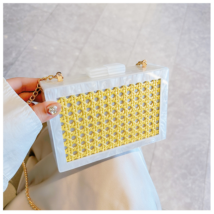 New fashionable green wicker acrylic bag for cross-border foreign trade women, evening bag, single-shoulder crossbody banquet clutch undefined