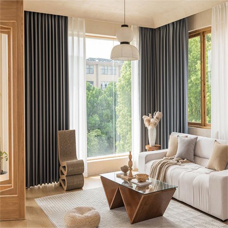 遮光布窗帘布防火防尘法式遮光窗帘客厅阳台抗菌天丝材质飘窗