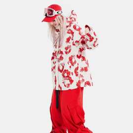 滑雪服【护花使者】2025涂鸦滑雪外套宽松3L防水加绒滑雪服