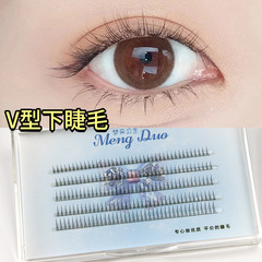 Cat Ear V-Shaped Lower Eyelash False Lashes for Women, Natural and Realistic Single Cluster Segmented Adhesive for Beginners, A-Shaped Lower Eyelid Design