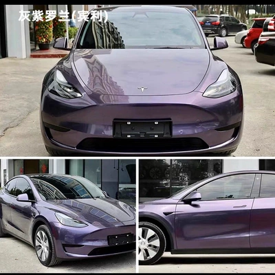 Mist Gray Purple Super Matte Black Auto Color Change Film - pet-gray-violet-bentley-152m-17m