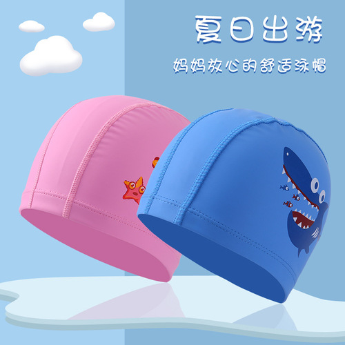 Wanmei new children's PU swimming cap fashionable animal pattern large size no head hot spring swimming cap manufacturer wholesale