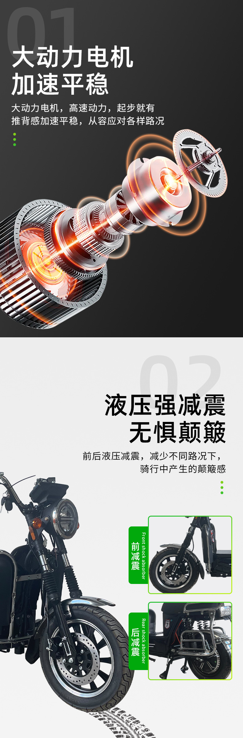 Cross-Border Heavy-Duty Electric Vehicle Export Electric Motorcycle for Express Delivery, Two-Wheeled Mountain Climbing Cargo Carrier, Long-Distance Delivery King, Wholesale