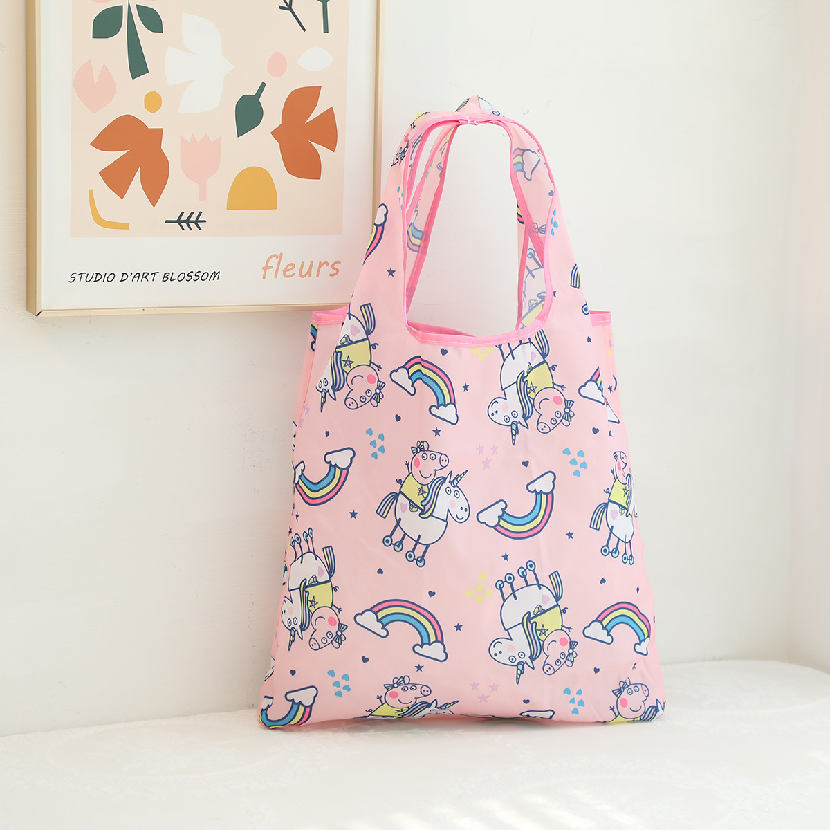 Dibujos animados lindo coolomi gran capacidad bolsa de protección del medio ambiente portátil plegable supermercado bolsa de compras bolsa de tela ligera bolsa de hombro