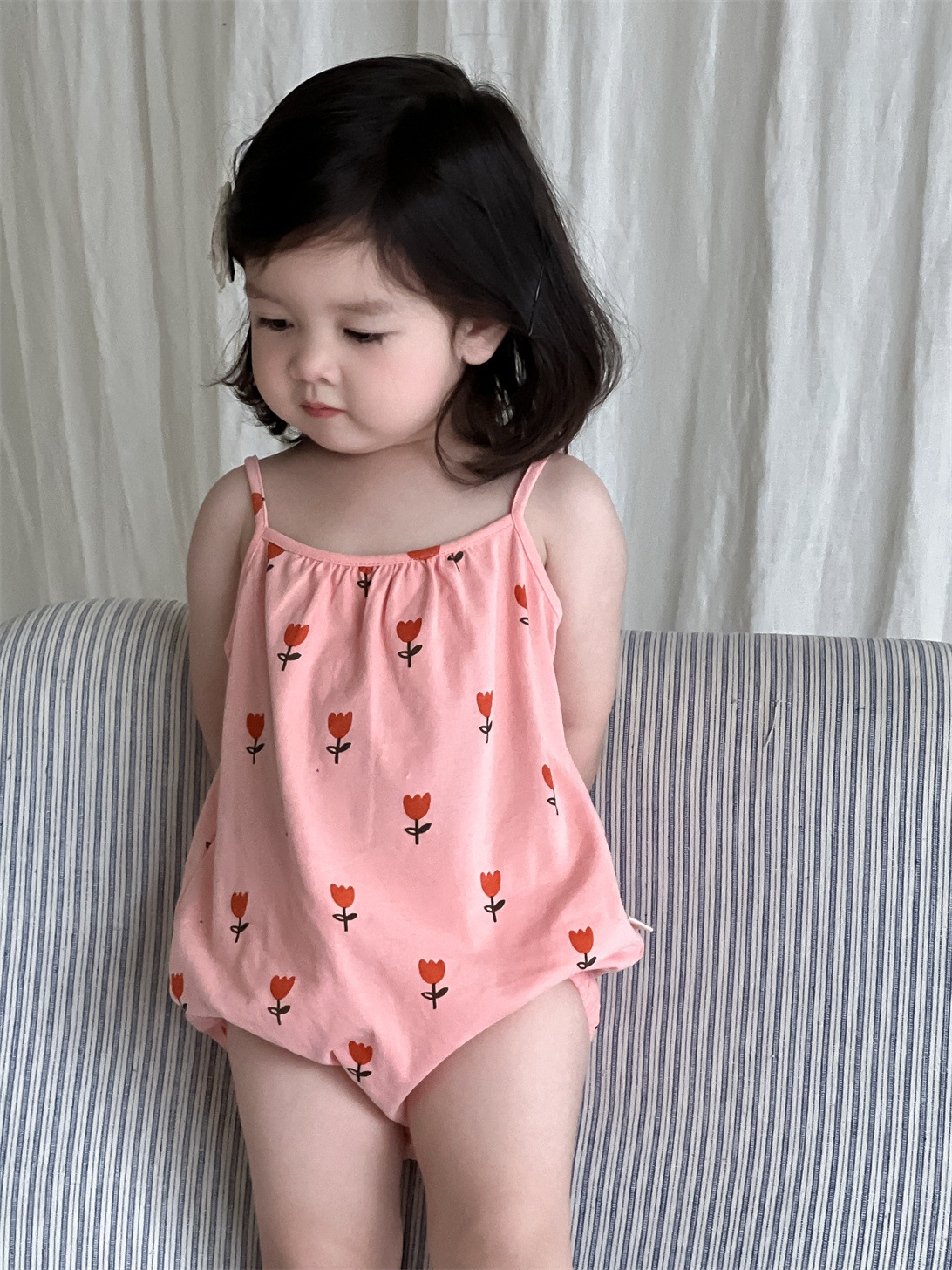 Mono de tirantes finos para niñas, estilo coreano, ropa infantil, novedad 2026, pelele triangular para bebé, mono para recién nacido image 7