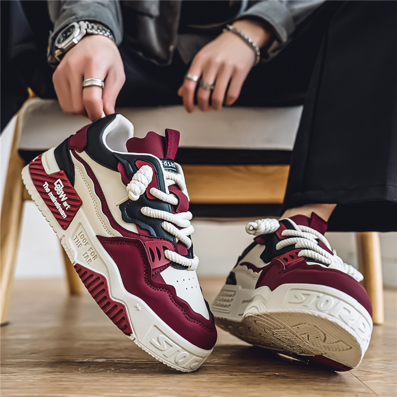 Zapatos de primavera para hombres nuevos zapatos de moda para hombres con suela gruesa, nicho de explosión, zapatos de skate transpirables casuales para hombres