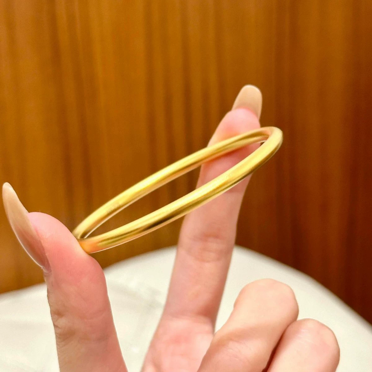 Настоящее золото 24K, вакуумное электропокрытие с высокой стойкостью цвета, традиционный метод, браслет 4 мм, цельное кольцо для женщин, женское украшение из золота
