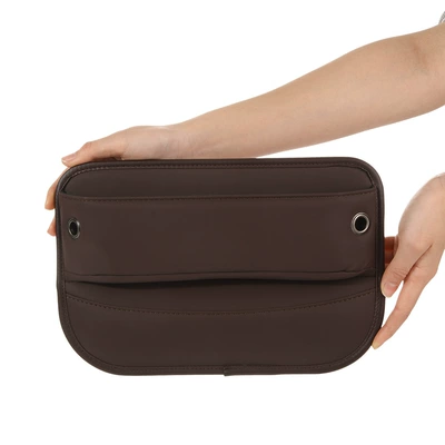 Car Seat Gap Leather Storage Box Car Interior Accessories Inline Car Bag Main and Passenger Gap Storage Box (Car storage bag/box) - dark-brown-30420cm