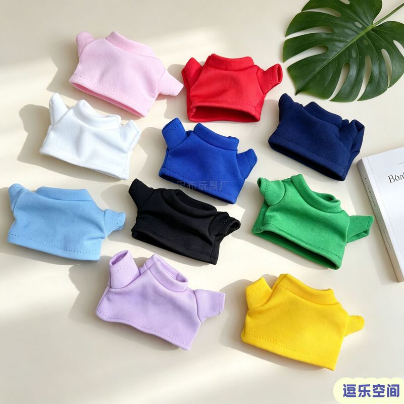 T-Shirt for Plush Dolls 10cm Doll Clothes Accessories Suitable for Labubu Clothes Rose Pendant Short Sleeve