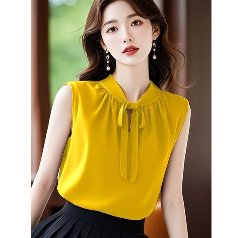 French-Style Light Purple Sleeveless Vest Shirt for Women, Unique and Stylish Design, Summer Exclusive, Exquisite Tie-Up Top