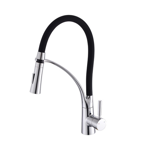 Cross-border new kitchen faucet cold and hot water stretching faucet universal silicone tube three-way sink faucet