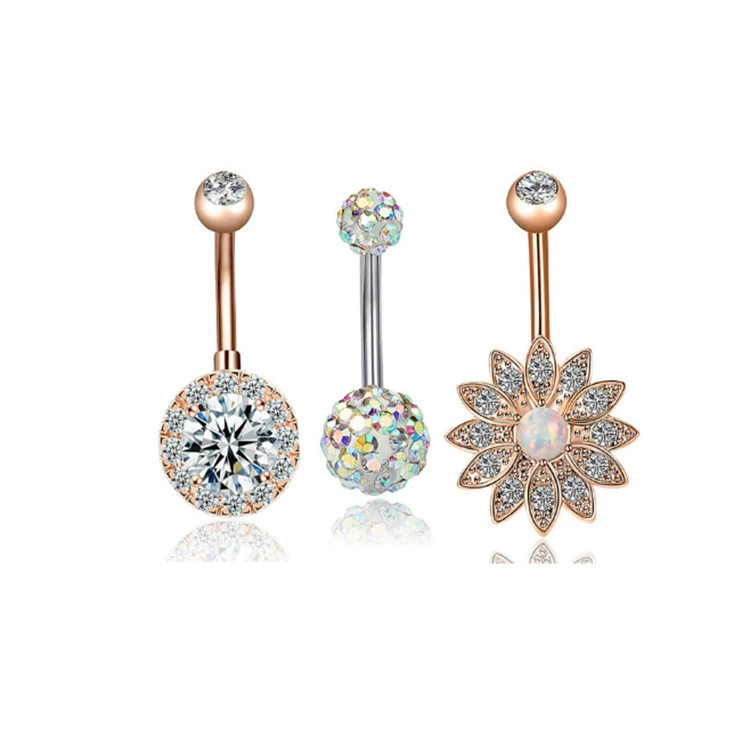 Set stainless steel, zirconium, belly button piercing, ceramics